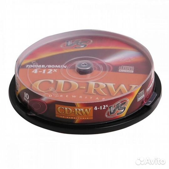 Перезаписываемые Диски VS CD-RW 4-12х, cake (10шт)