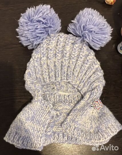 Вязаная шапка-шлем детская 46 (новая)