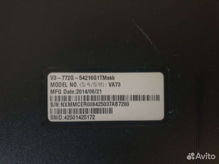 Ноутбук acer v3 - 772g - 54216gitmakk