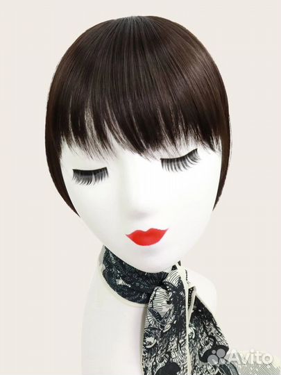 Челка на зажиме заколка, цвет темно-коричневый