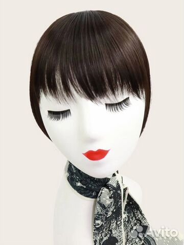 Челка на зажиме заколка, цвет темно-коричневый