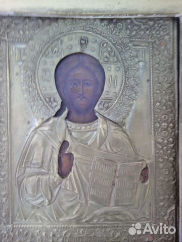 Старинная икона Господь Вседержитель в киоте