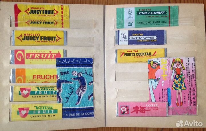 Альбом, этикетки от жев. резинок, 175+ шт, 1970-80