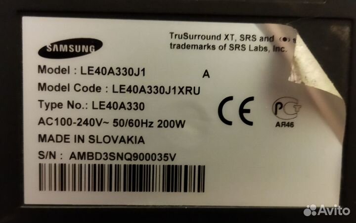 Разбор Samsung LE40A330J1