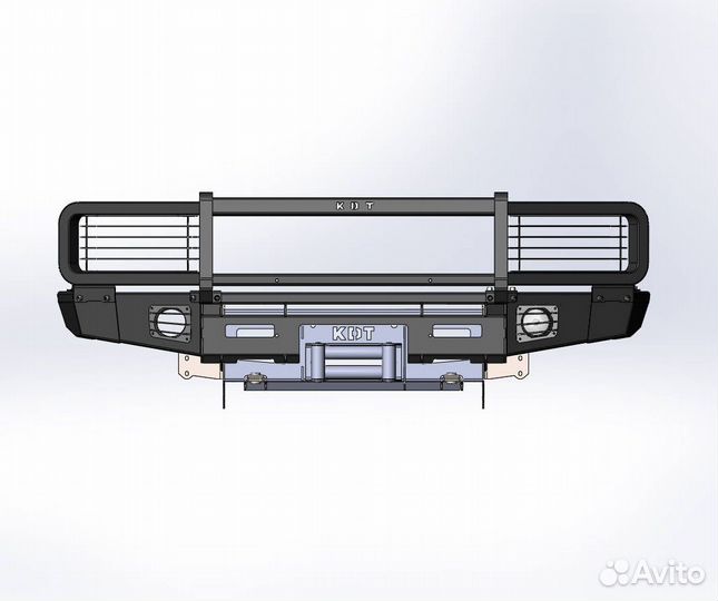Передний силовой бампер с кенгурином алюминиевый