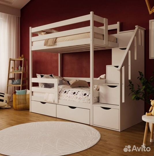 Двухъярусная кровать из массива берёзы