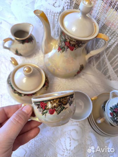 Кофейный/чайный сервиз Малина (Полонский фарфор)