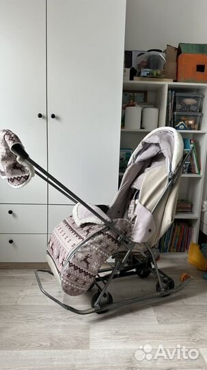 Санки коляска с колесами