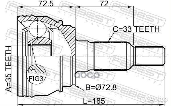 Шрус наружный 35x72.8x33 cadillac escalade (4WD)