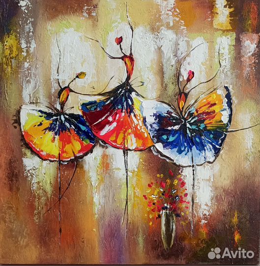 Картина маслом на холсте балерины танец
