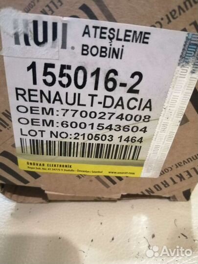 Катушка зажигания renault logan 1