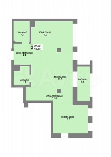 2-к. квартира, 68,8 м², 5/31 эт.