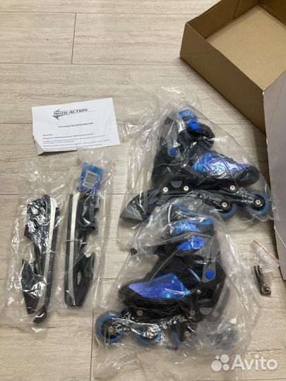 Коньки раздвижные ледовые 2 в 1 rush action