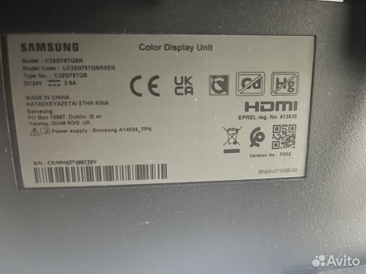 Продаю игровой монитор samsung G7 32 240