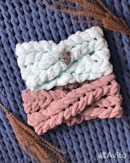 Вязаная повязка на голову/шапка/шарф