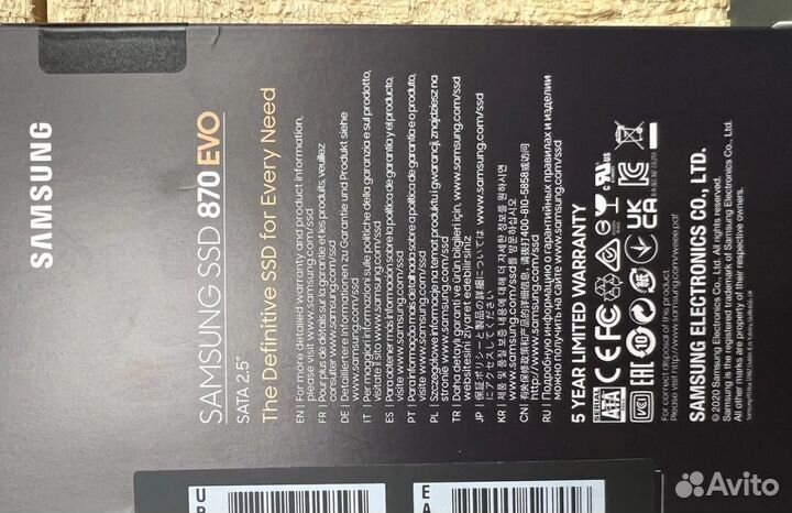 Новые SSD samsung 870 EVO S-ATA III 1TB 2.5”