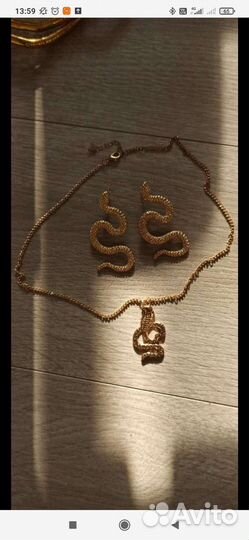 Бижутерия, змеи, серьги, кольцо