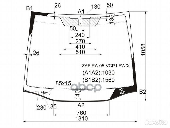 Стекло лобовое (Молдинг) Opel Zafira 05-14 zafi