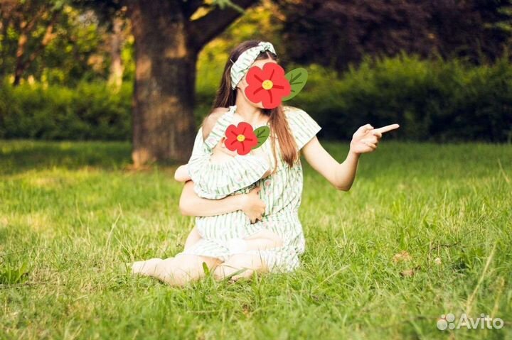 Плfamily look мама 44-46, дочка 86-92 свободно