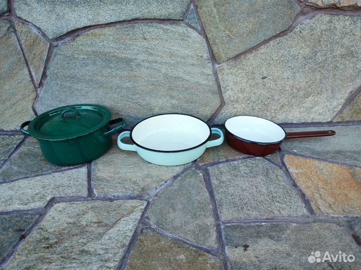 Кастрюля, сотейник, ковш эмалированные, СССР