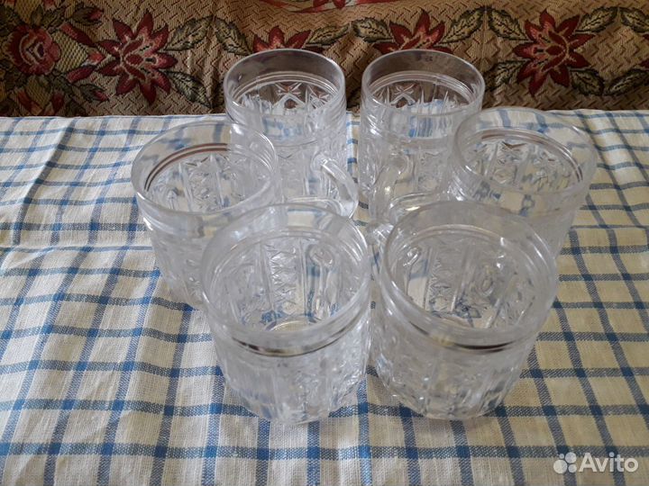 Кружки хрустальные 6 штук. Посуда СССР