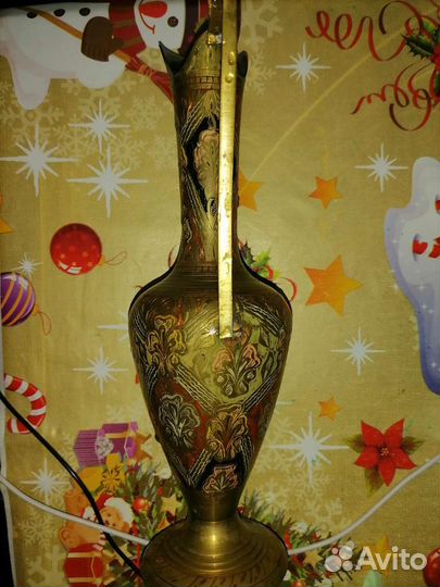 Ваза латунь росписная для цветов СССР