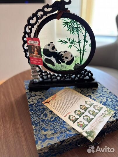 Вышивка Шу, панда ручной работы