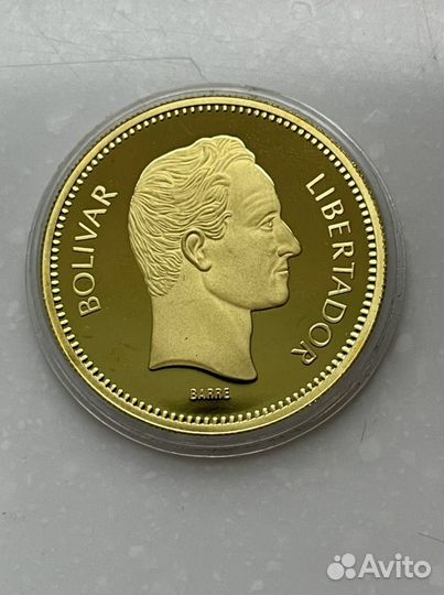 Монета золото Венесуэла пруф