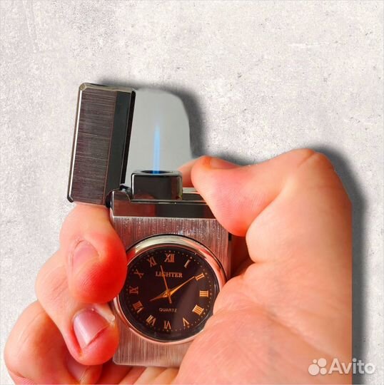 Подарочная газовая серебряная (2) зажигалка с часа