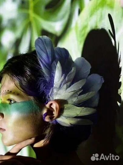 Серьга каффа с перьями