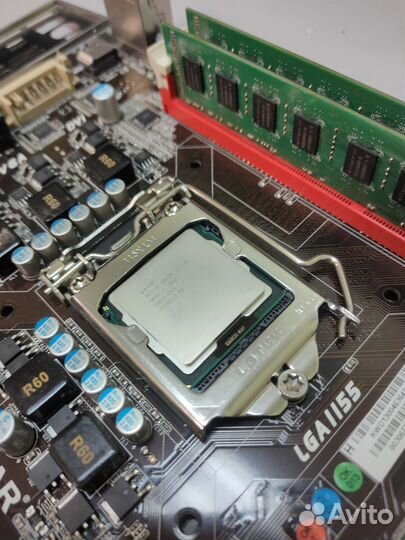 Материнская плата Lga1155 с процессором i3 озу 4gb