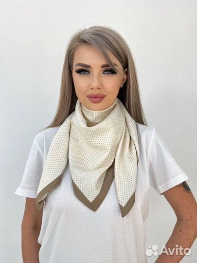 Шелковый платок в горошек разные цвета под винтаж