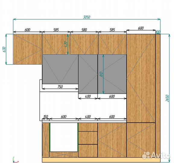 Кухня гарнитур новый 3050*2650 egger+ firмаx