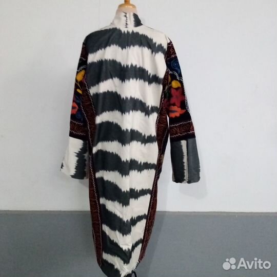 Узбекский халат из сюзане и иката. Кимоно. CHT008