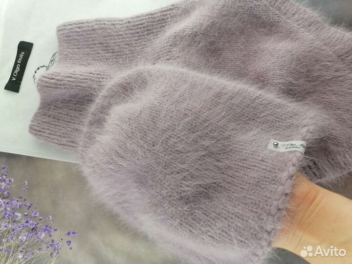 Шапка бини из ангоры Италия нежная роза