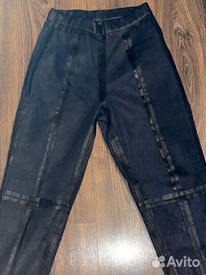 Брюки кожаные черные теплые осень-зима