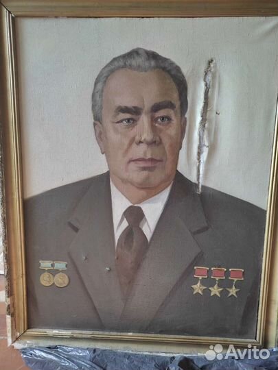 Портрет Брежнева. Масло. Рамка 1/1.20м