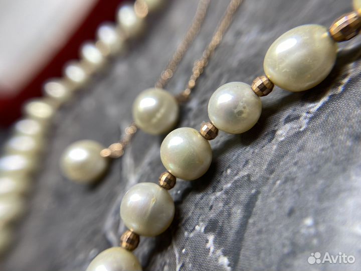 Колье из жемчуга с золотом