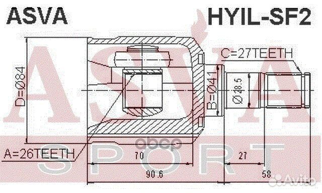 ШРУС внутренний перед лев hyilsf2 asva