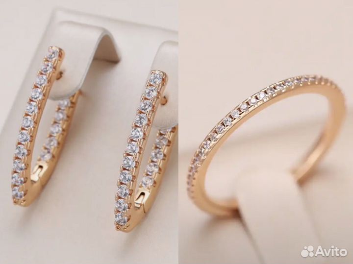 Комплект серьги + кольцо