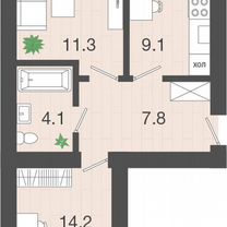 2-к. квартира, 47,6 м², 4/4 эт.