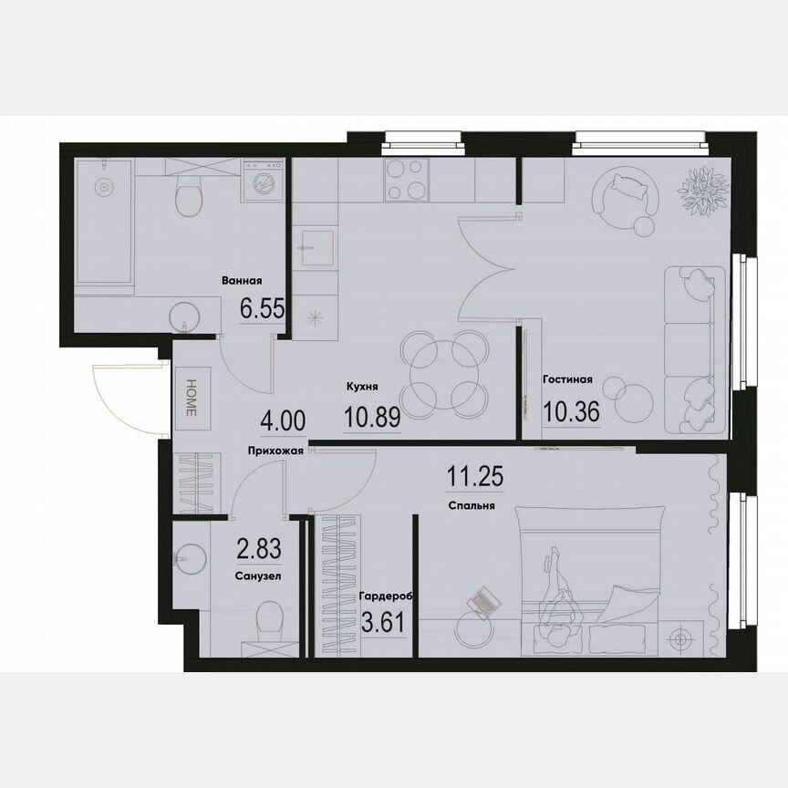 2-к. квартира, 49,5 м², 1/12 эт.