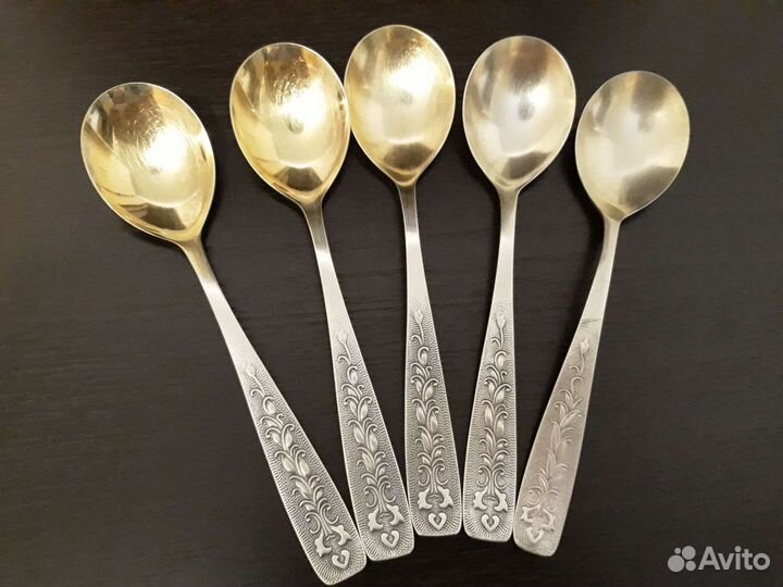 Мельхиоровые ложки с позолотой. Винтаж редкий