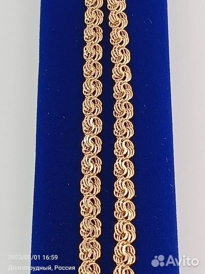 Новая цепь из золота 585 пробы Роза 50 см