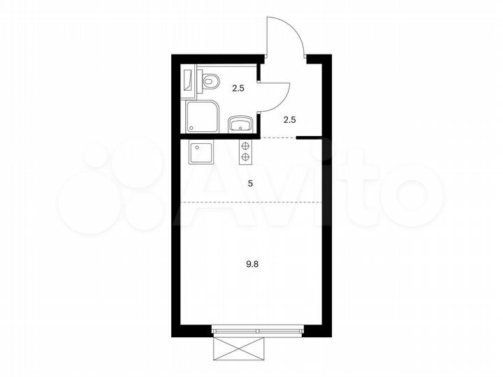 Квартира-студия, 19,8 м², 2/33 эт.