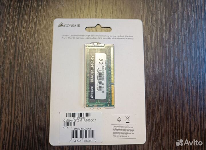 Модуль памяти Corsair Sodimm DDR3 4Гб