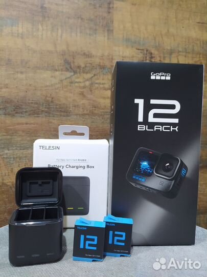 Go Pro 12 + зарядное Telesin (+2 аккум)