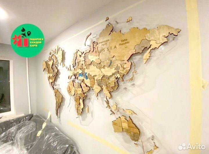 Декоративная карта Мира с подсветкой