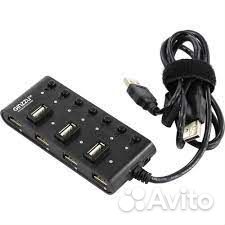 Концентратор USB 2.0 Ginzzu GR-487UAB Black - никс