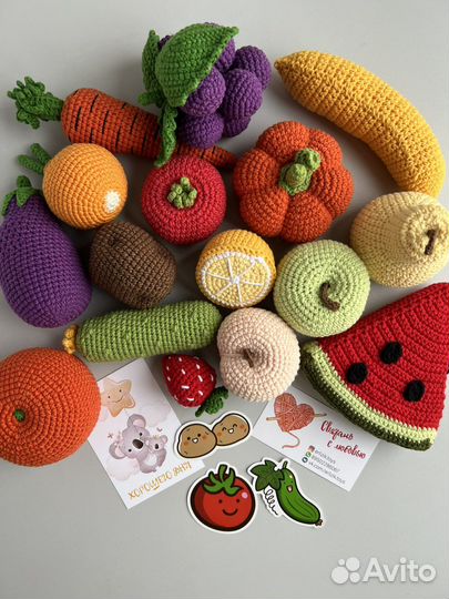 Вязаные овощи и фрукты